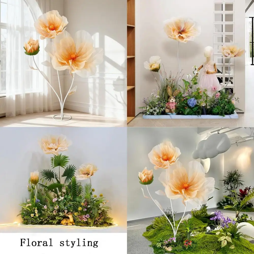 

Негабаритные декоративные цветы для фона, большие искусственные цветы для оконных дисплеев и отечественный цветочный реквизит для фотоградов