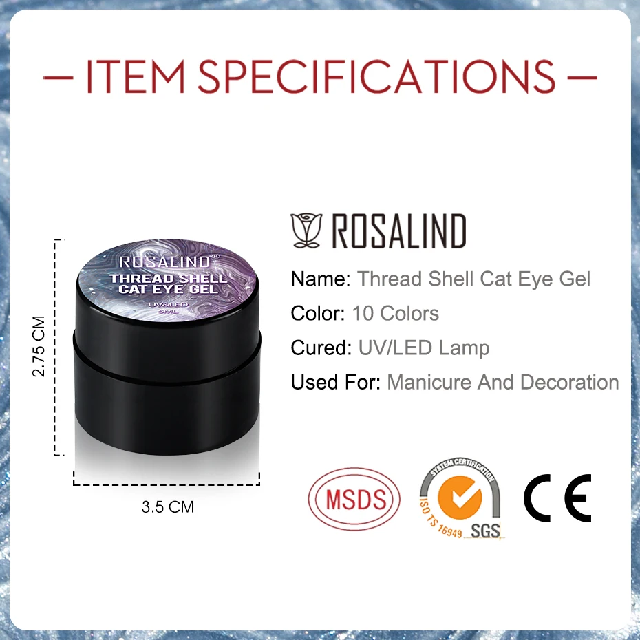 ROSALIND Thread Shell Cat Eye Nail Gel Polish Top Base Coat per Nail Art Semi permanente Soak Off vernici tutto per le unghie nuovo