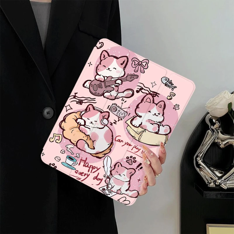 Musical Cat Smart Case dla IPad 6th 5th 8th 9th Gen 10.2 IPad Air 11 11th 11 2025 Pro 11 10.5 Cover IPad Air 5 4 10th 10.9 Funda — zdjęcie produktu 6