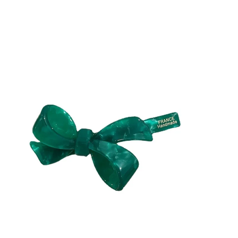 Korean version gold standard new green acetate bow duckbill clip sweet side clip hair clip side clip bangs clip hair accessories