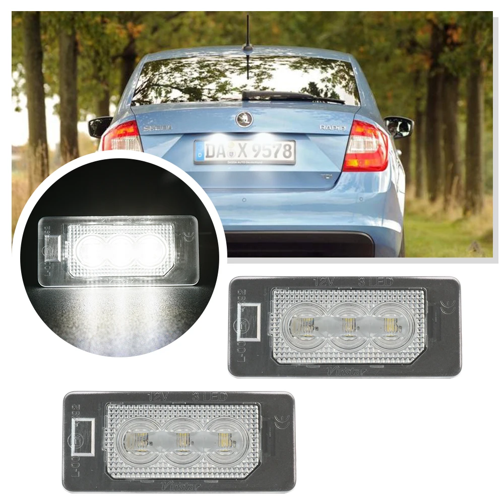 

2PC Auto White CANbus Car LED Number License Plate Light For SKODA Octavia 3 5E A7 Rapid Facelift Fabia MK2 MK3 Yeti Superb B6