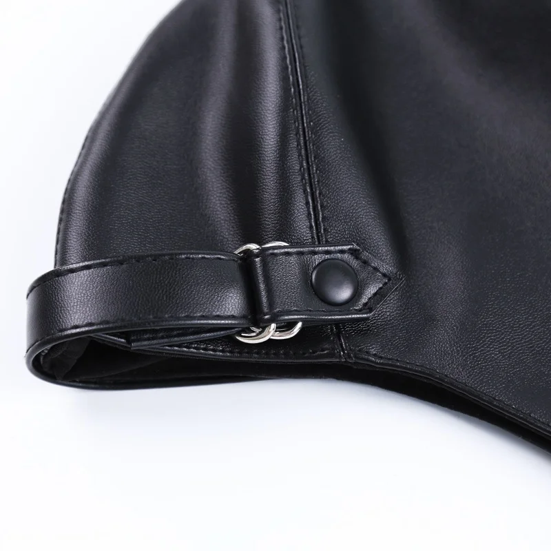 Accessori esotici cappelli divertenti per adulti cappello senza tesa PU Leather Cosplay Performance puntelli maschere Decorative per il viso per