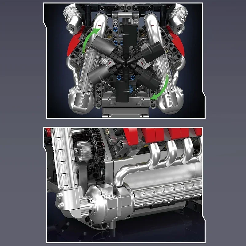 M8 coche deportivo V8 Motor W16 V8 modelo Kits de bloques de construcción de coche Control de engranajes Motor Drive simulación Visual colección adornos juguete