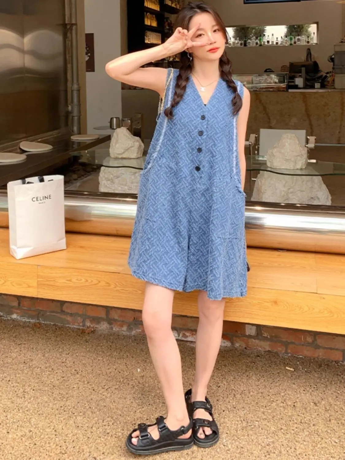 

Sleeveless Denim Jumpsuit 2025 Summer V Neck Korean Style Petite Fit Minimalist Aesthetic Womens Romper Fashion