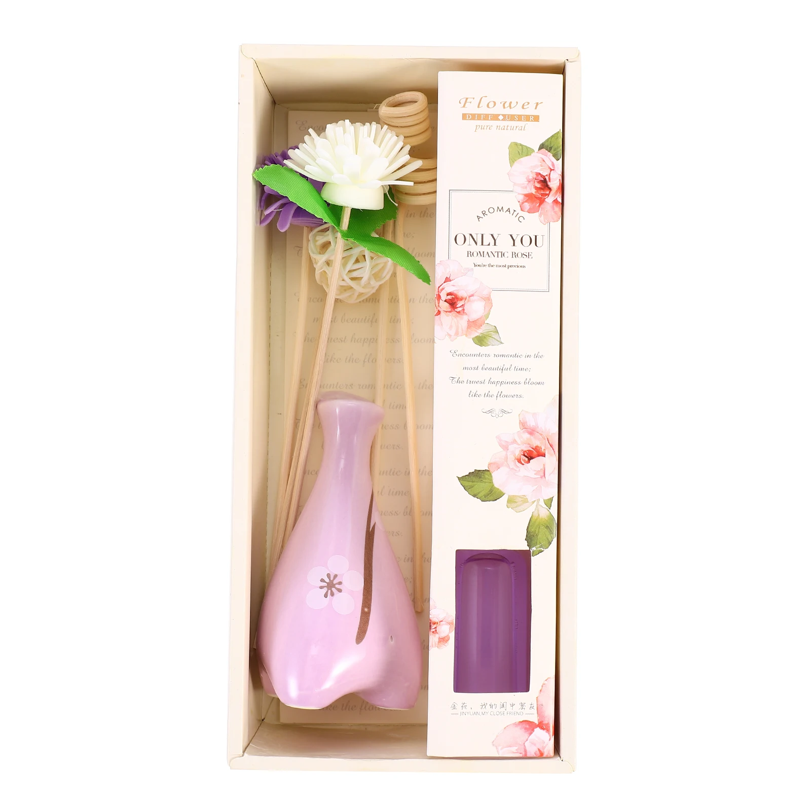 

1 Set Ceramic Vase Essential Oil Diffuser Office Decor Stress Relief Air Freshener Bedroom Bathroom Rattan Diffuser