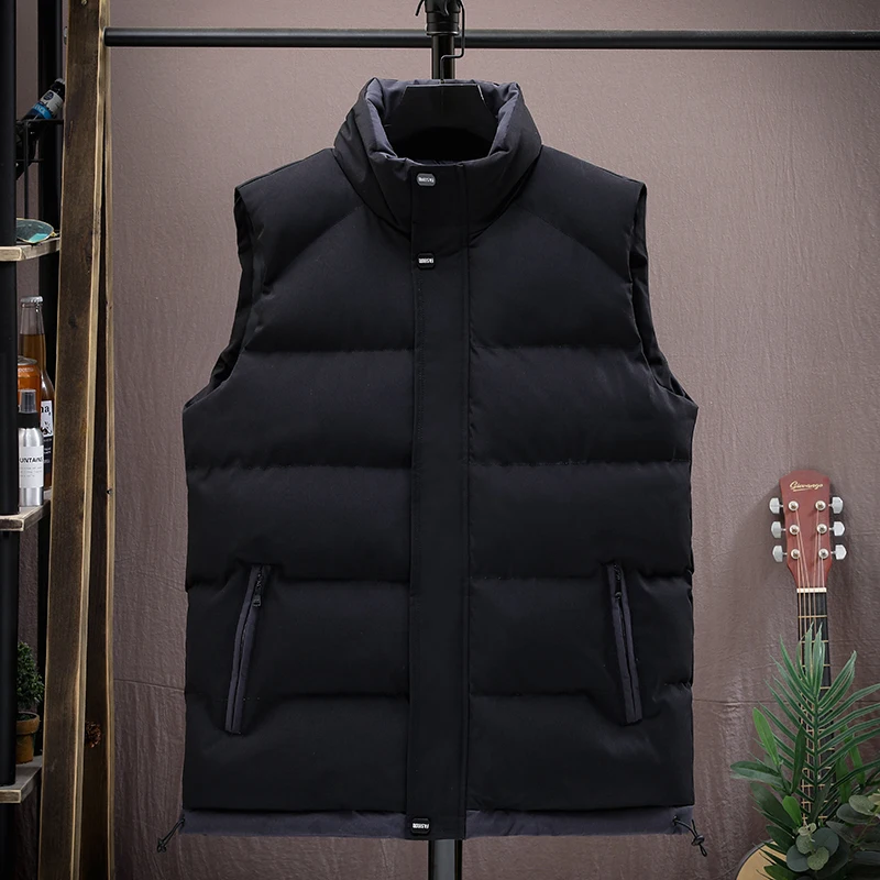 Gilet monochrome pour hommes, manteau sans manches, épais et chaud, grande taille, version coréenne de la marque tendance, automne et hiver 2024