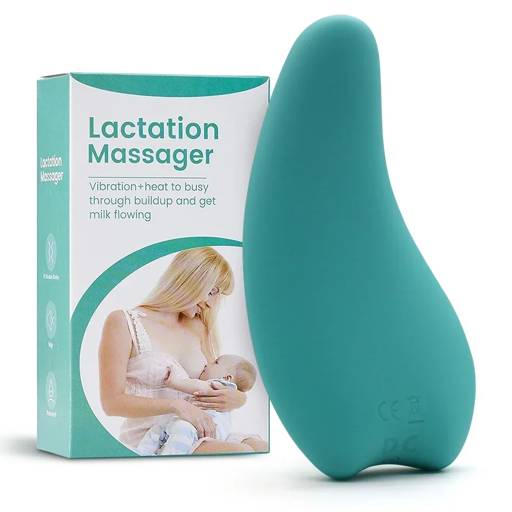 

Warm Lactic Acid Waterproof Massager Soft Silicone Breast Massager for Breastfeeding Heat+vibration Improvement of Clogged Tubes