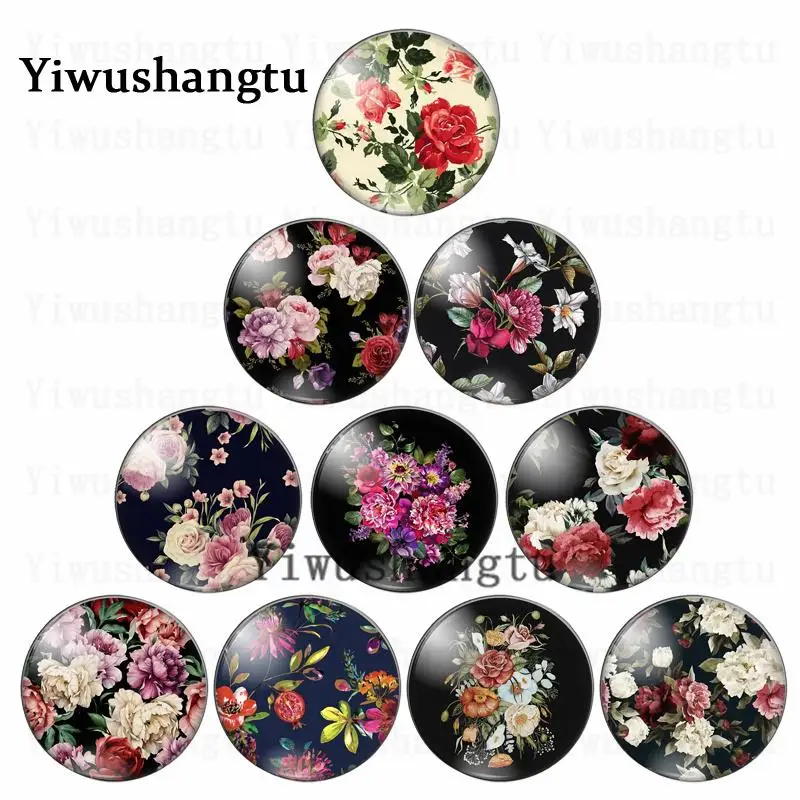 Pretty sketch flower colorful endearing vitality 12mm/20mm/25mm/30mm photo glass cabochon demo flat back Making findings