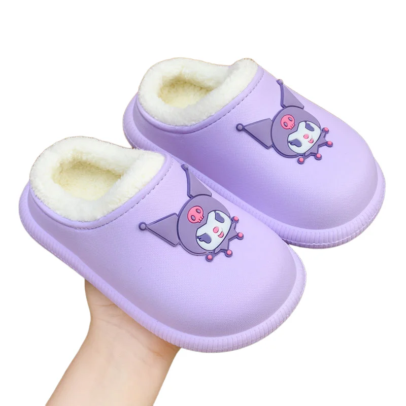 Sandal anak perempuan Sanrio di musim dingin di luar tahan air termasuk sepatu katun tumit sepatu dalam ruangan anak Cinnamoroll My Melody