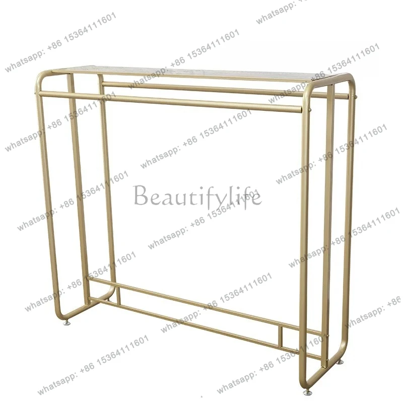 

Nordic gold wrought iron hanger clothing store double row double side Nakajima display shelves floor-to-ceiling display