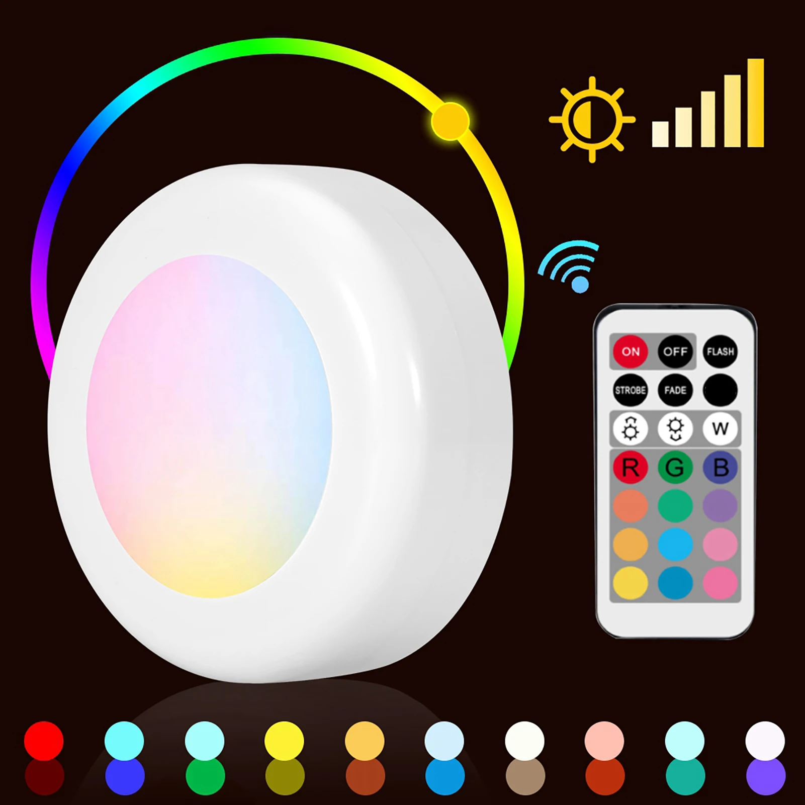 ZK40 Wireless LED Puck Light RGB 12 Colors Dimmable Night Hall Lamp