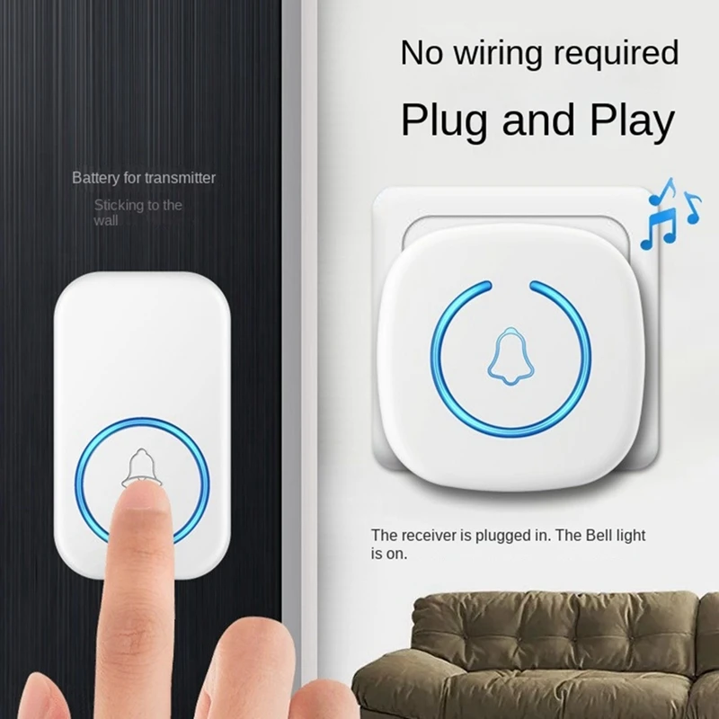 Wireless Doorbell Intelligent Welcome Door Bell 300M 60 Songs Melodies Home Smart Doorbell