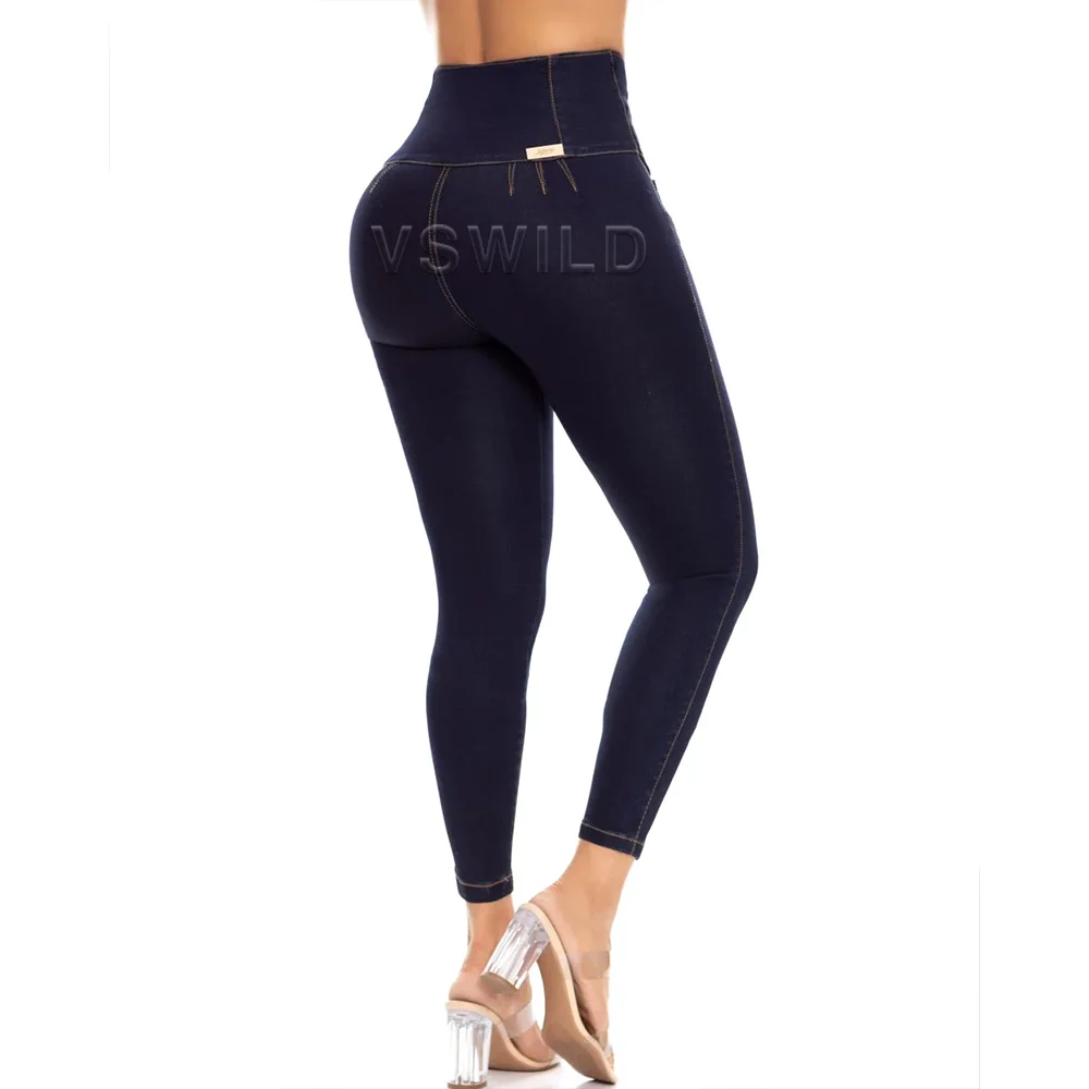 Colombian Butt Lift High Waist Jeans With Internal Girdle Hiigh Waisted Leather Jeans Large Buttocks With Zipper Access Control