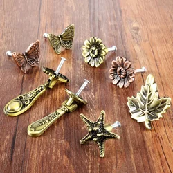 1Pc Zinc Alloy Retro Leaf Starfish Butterfly Flower Furniture Handle Antique Vintage Cabinet Drawer Bin Wardrobe Door Pull Knobs