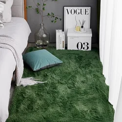 Luxurious green carpet bedroom full of Nordic ins living room coffee table bedside girl room plush floor mat