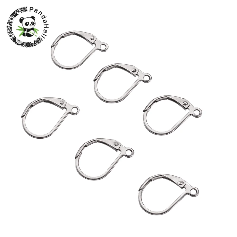 

Pandahall 100Pcs France Earring Hoop 304 Stainless Steel Leverback Earring Findings Stainless Steel Color Size:10x15mm