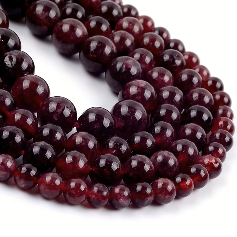 7A Natürliche Rote Granatsteinperlen, Runde Lose Zwischenperlen für Schmuckherstellung, DIY Armband, Halskette, Anhänger, Zubehör 4-12mm – Detail 3