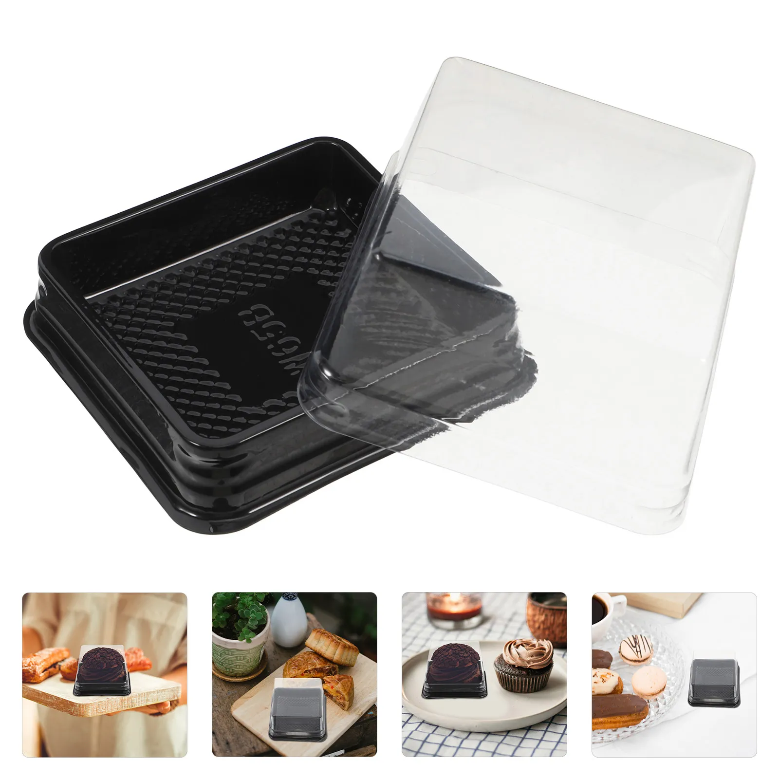 Caja para 100 unidades de pastelitos de huevo: Contenedor cuadrado transparente con tapa, reutilizable, para postres, pasteles de luna, dulces de panadería, almacenamiento de alimentos de 50 g