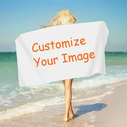Custom Photo Beach Towel Family Pet Photo Personalized Lightweight Microfiber Outdoor Swimming Gifts Quick-Drying Bath Towel
