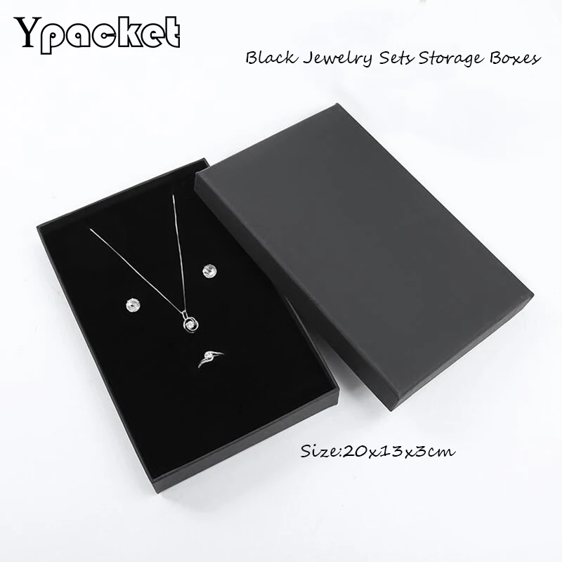 Black Box For Jewelry Big Size Brown Jewery Organizer Box Pendant Necklace Bracelet Ring Earring Party Wedding Gift Packing Case