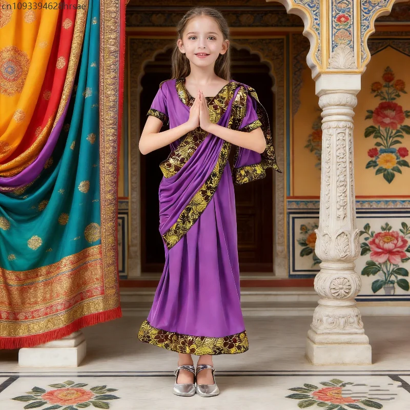 

Indian Mädchen Traditional Princess Costume Dress-up Clothing Masquerade Stage Performance Dress Holiday Party Outfits