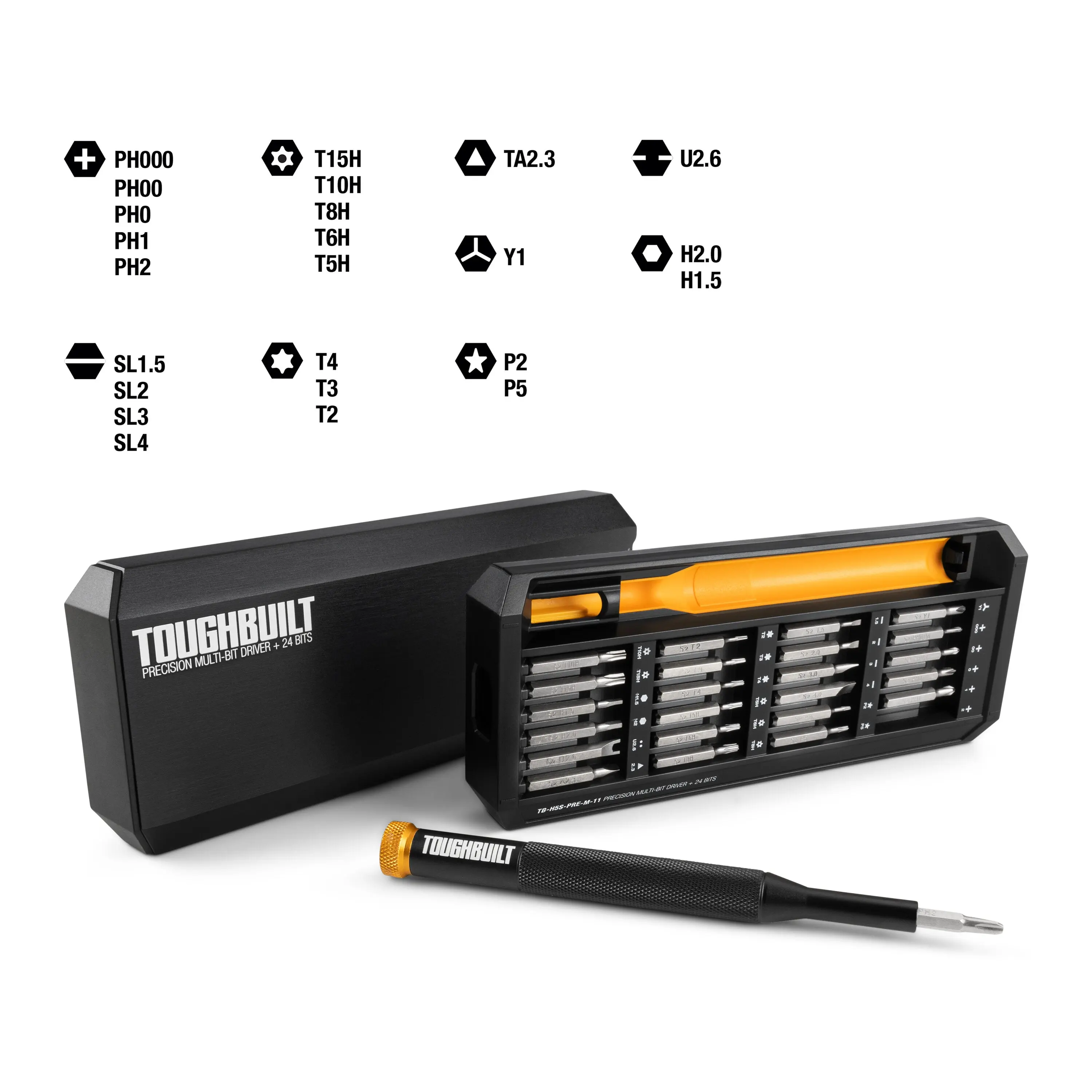 TOUGHBUILT TB-H5S-PRE-M-11 24-bit Precision Multi-Bit Driver + Case Precision Screwdriver Set Hand Tools