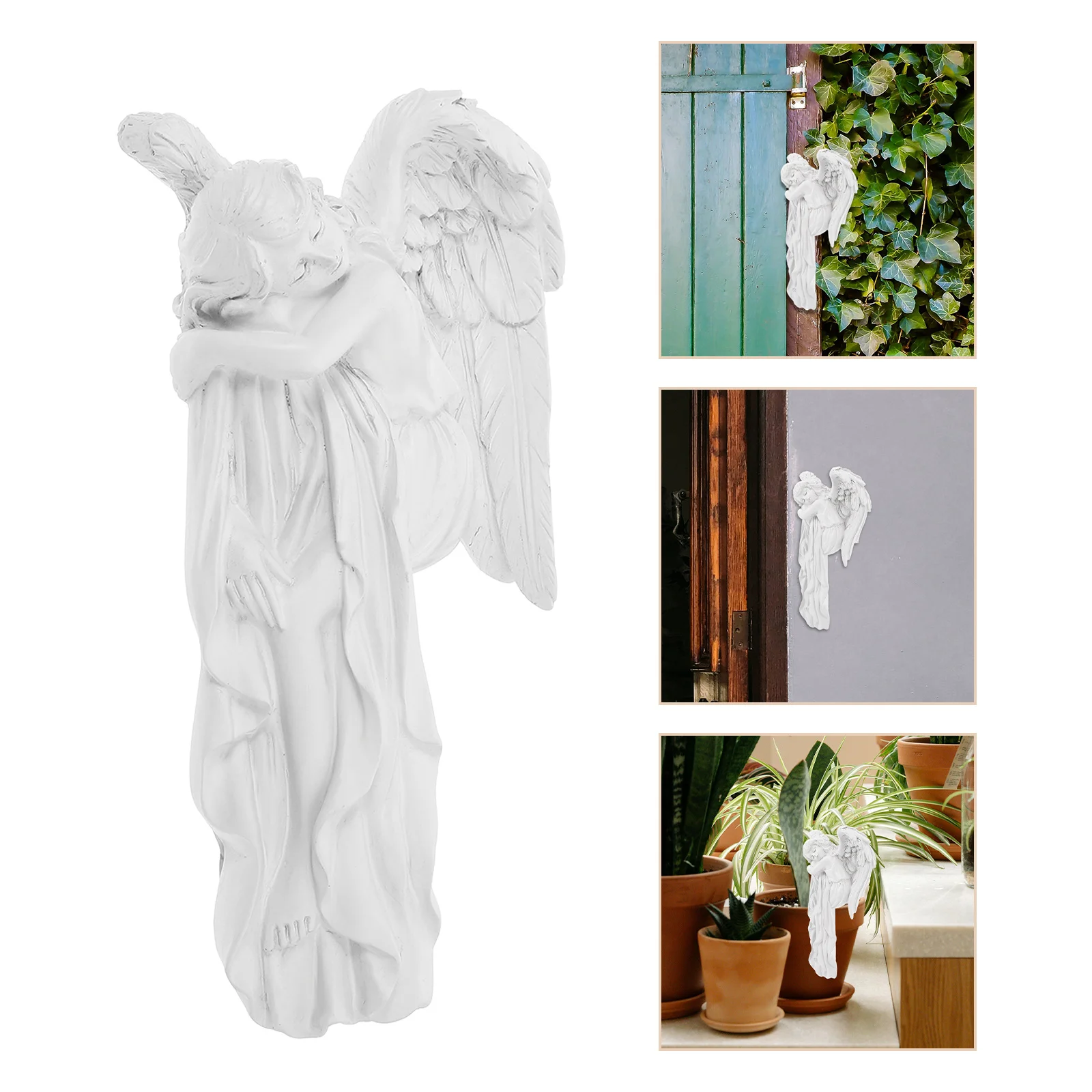 

Angel Resin Door Frame Decoration Awakening Wings Guardian Sculpture Indoor Home Window Edge Ornament Christmas Decor