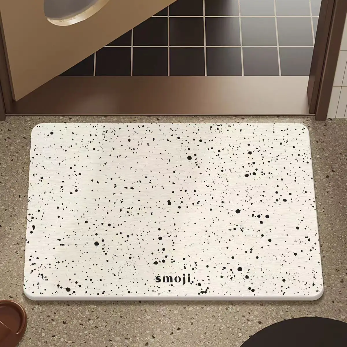 VIKAMA Blue and White Spotted Half-Circle Doormat smoil Cute Slogan Kitchen Bathroom Absorbent Floor Mat Minimalist Home Decor
