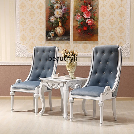 European-Style Negotiation Couch  New Classical Leisure Fabric Reception Chair New Classical High Back Sofa Stool Luxury