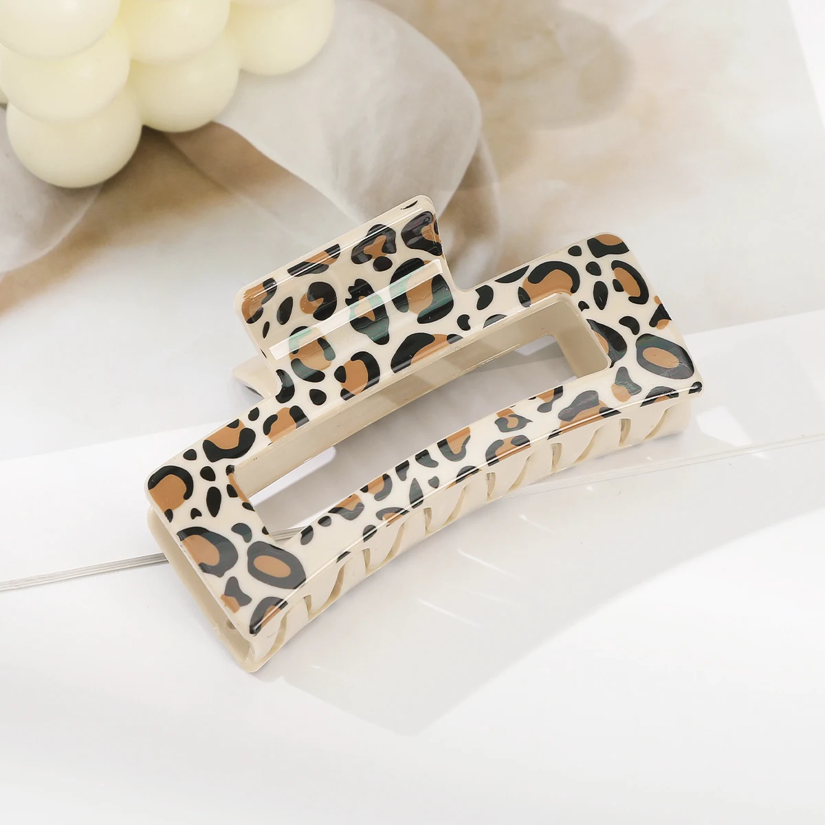 Square Leopard Print Gripper Hair Claw Women Temperament Shark Clip Hair Crab Claw Makeup Party Hair Accessories Hairpin Claw