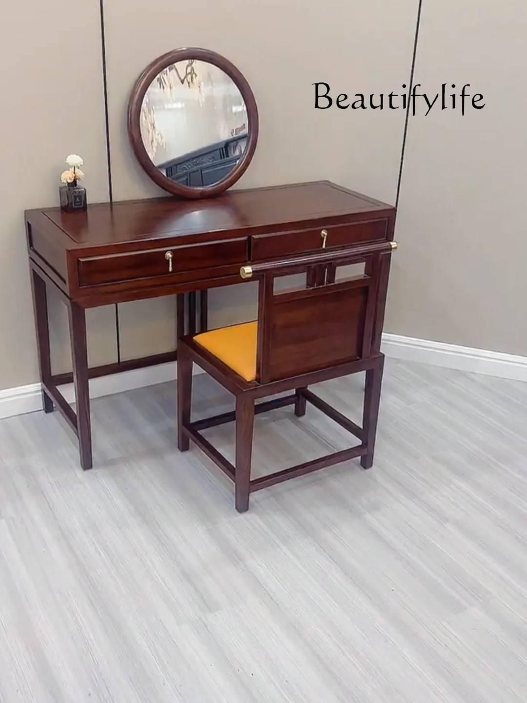 

Новый деревянный туалетный столик в китайском стиле Ugyen из цельной древесины, косметический стул, Роскошный Многофункциональный туалетный столик