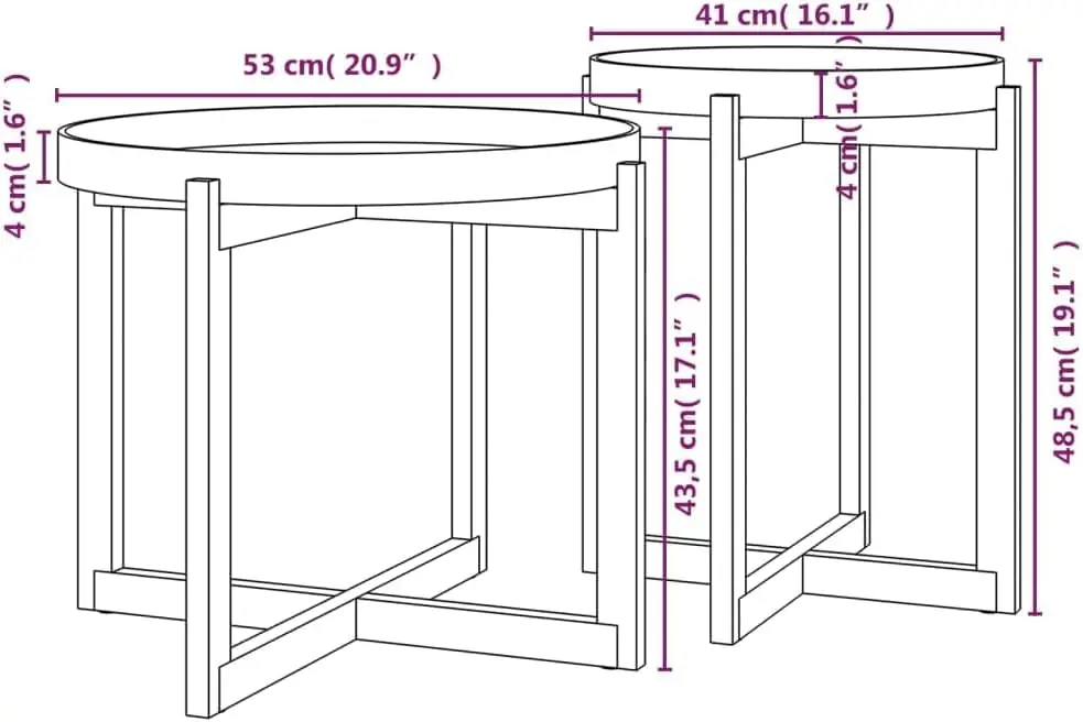 Dim Sum Table Sofa Side Table Wine Table Cocktail Table Coffee Tables 2 Pcs White Engineered Wood And Solid Wood Pine Suitable
