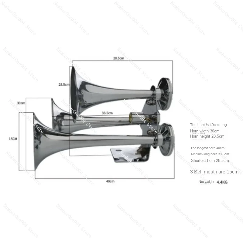 Large three-tube electric control ship air horn, train air horn, 12V/24V, 180DB ringing