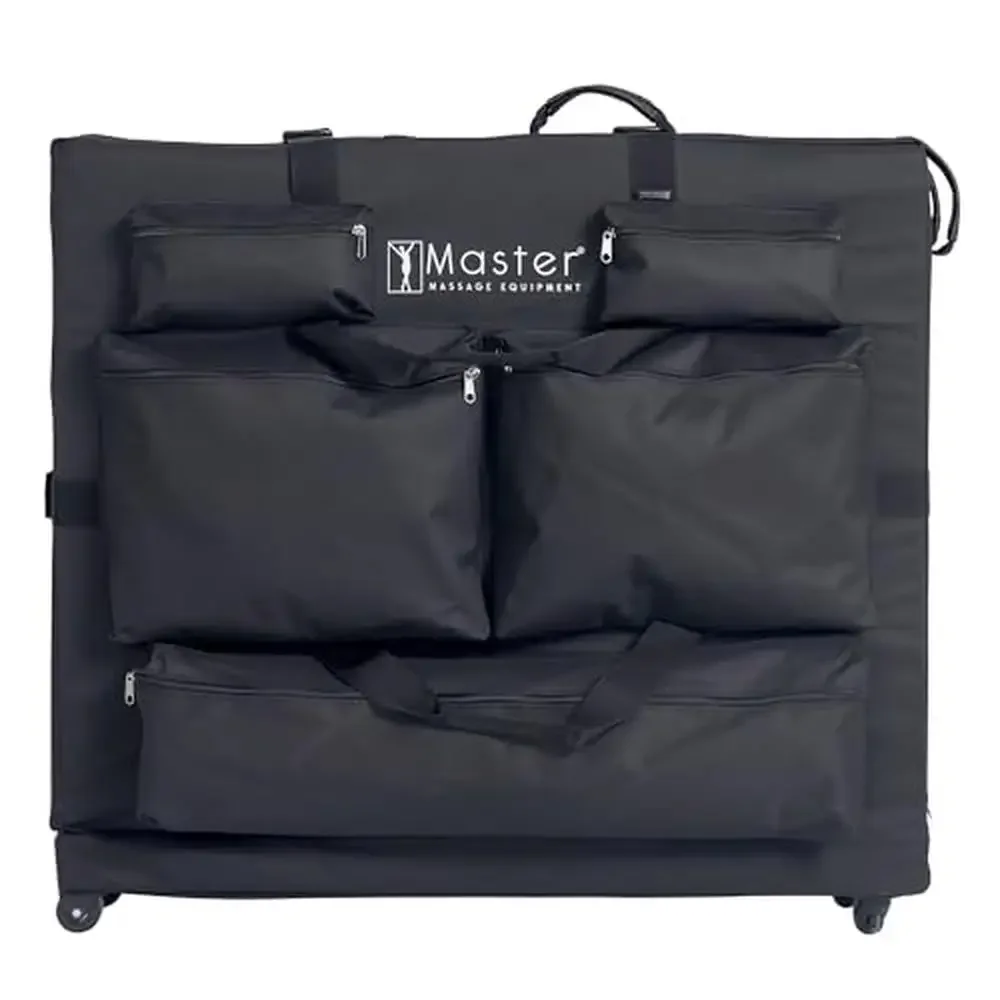 Mesa de masaje Universal con ruedas, bolsa de transporte con correas y bolsillos ajustables, estuche de almacenamiento de mesa plegable de 27 "-32" de ancho, color negro