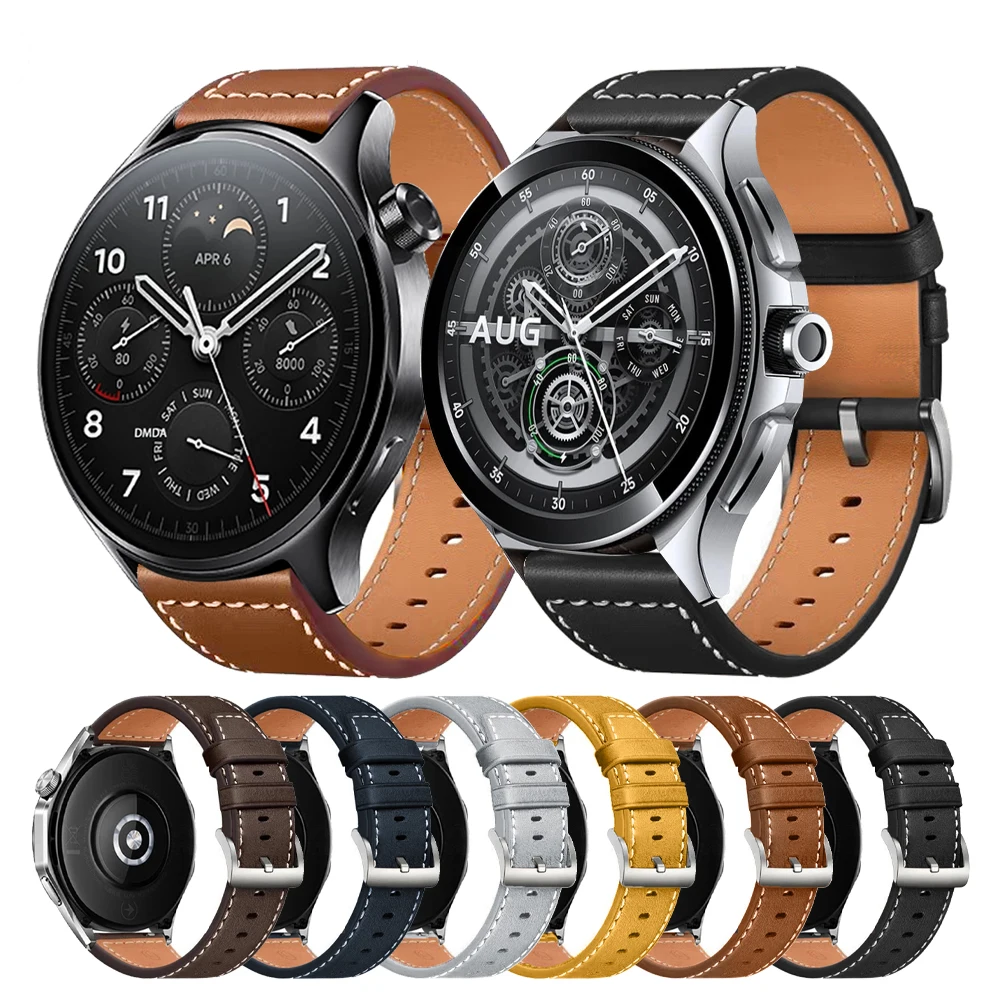 Pulseira de couro de 20mm 22mm para xiaomi watch s3 2 46/42mm mi s1 pro pulseira ativa para huawei watch gt 5 4 3 pulseira correa