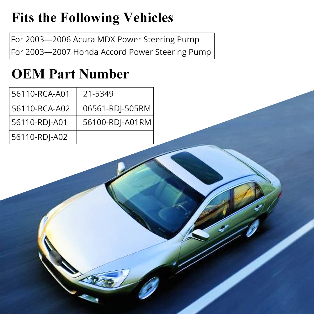 56110-RCA-A01 Power Steering Pump For Honda Accord 3.0L V6-2003-2007 Acura MDX 3.0L V6 2003-2006 Power Steering Car Accessories