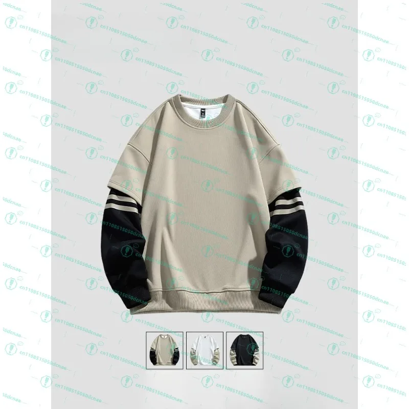 

Мужской осенний свитер с круглым вырезом в японском уличном стиле, имитация двухслойности, универсальный, для пар, стильный, с эффектом многослойности.