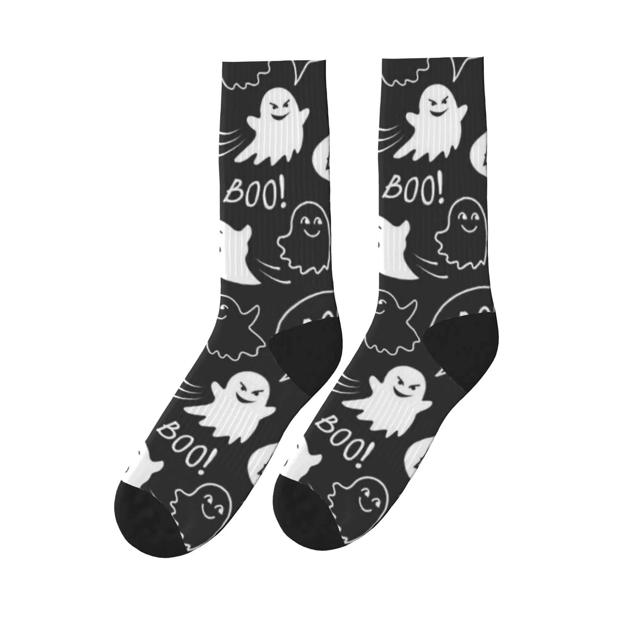 

Женские и мужские носки, праздничные чулки с призраками на Хэллоуин, зимние модные мягкие носки, дизайнерские велосипедные противоскользящие носки