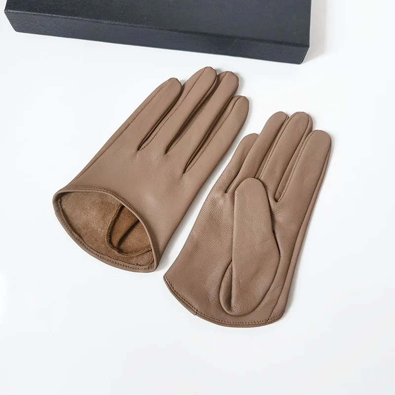 2024 Half Palm Glove Street Fashion Driving Gloves Genuine Real Goat Leather Gloves Women Fashion Short Mittens G621