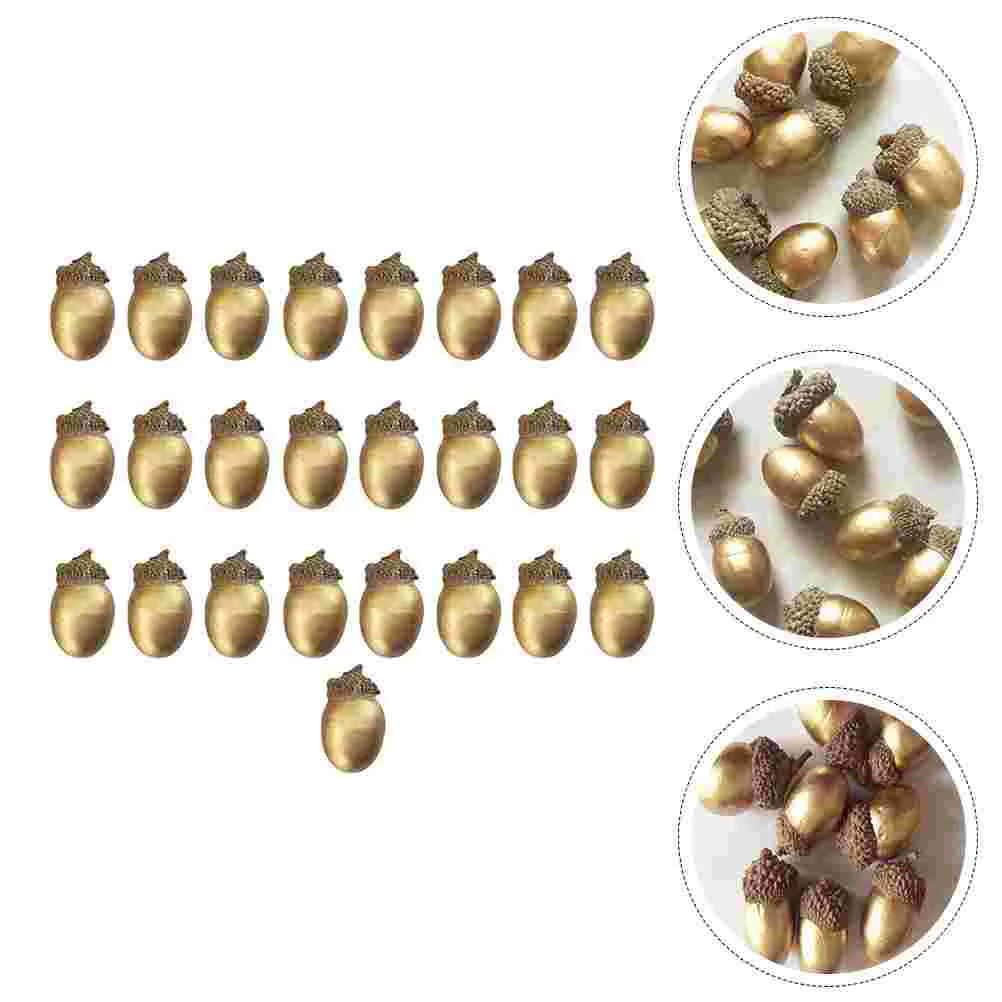 25 Pcs Fall Wedding Decorations Festival Crafting Golden Acorn Simulation Acorns Mini Christmas