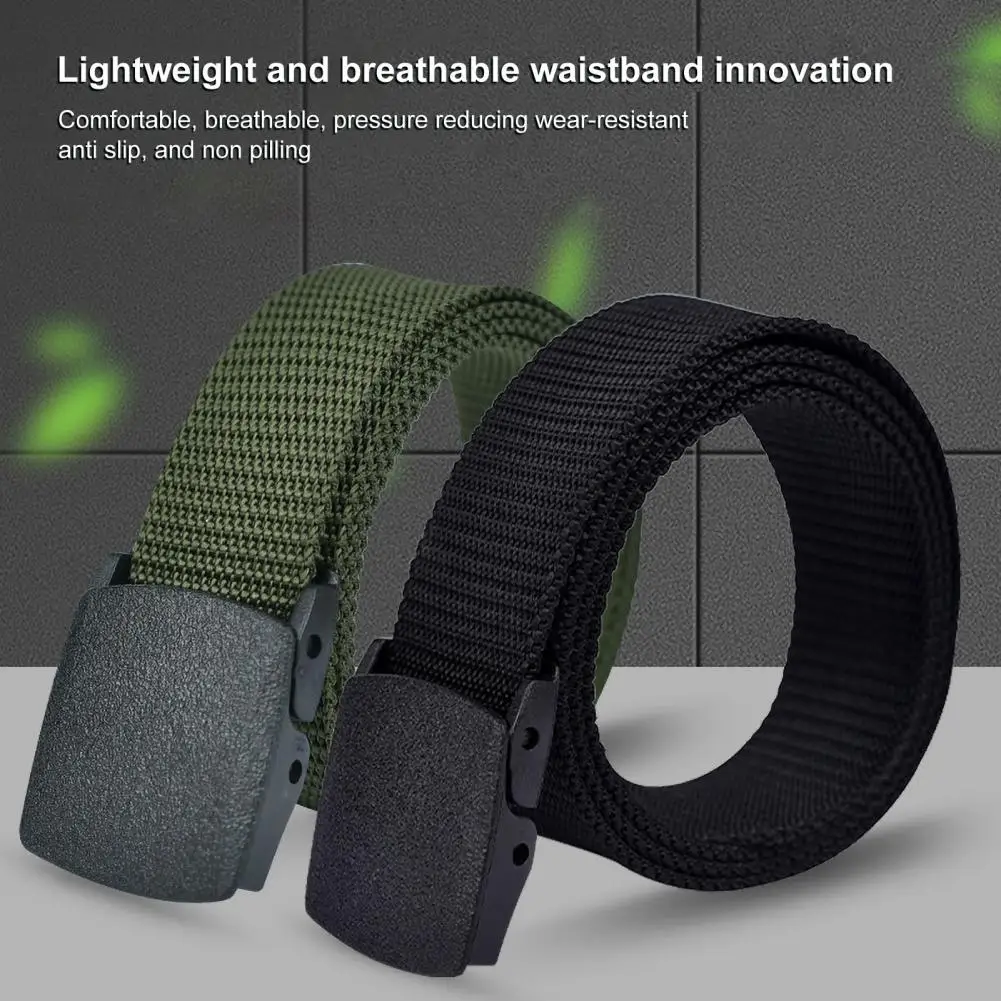 

Men Work Belt Metal Detector friendly Belt Adjustable Men's Nylon Belt Holeless Design None Metal Buckle Jeans Belts