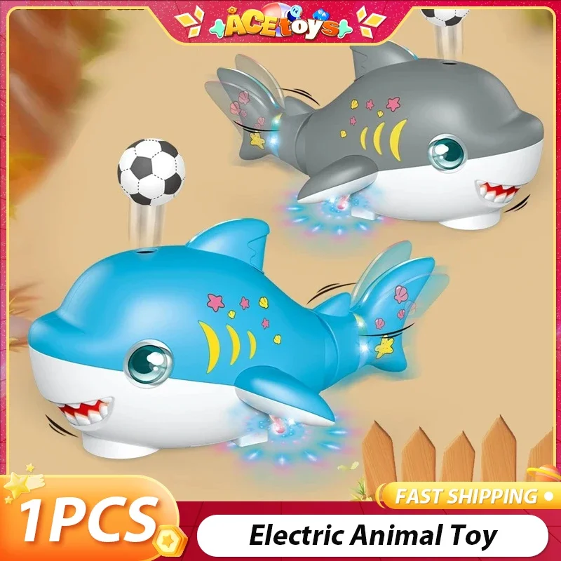 

Electric Animal Toy Cute Universal Swing Blowing Ball Shark Music And Light Mini Early Educational Cartoon Toy