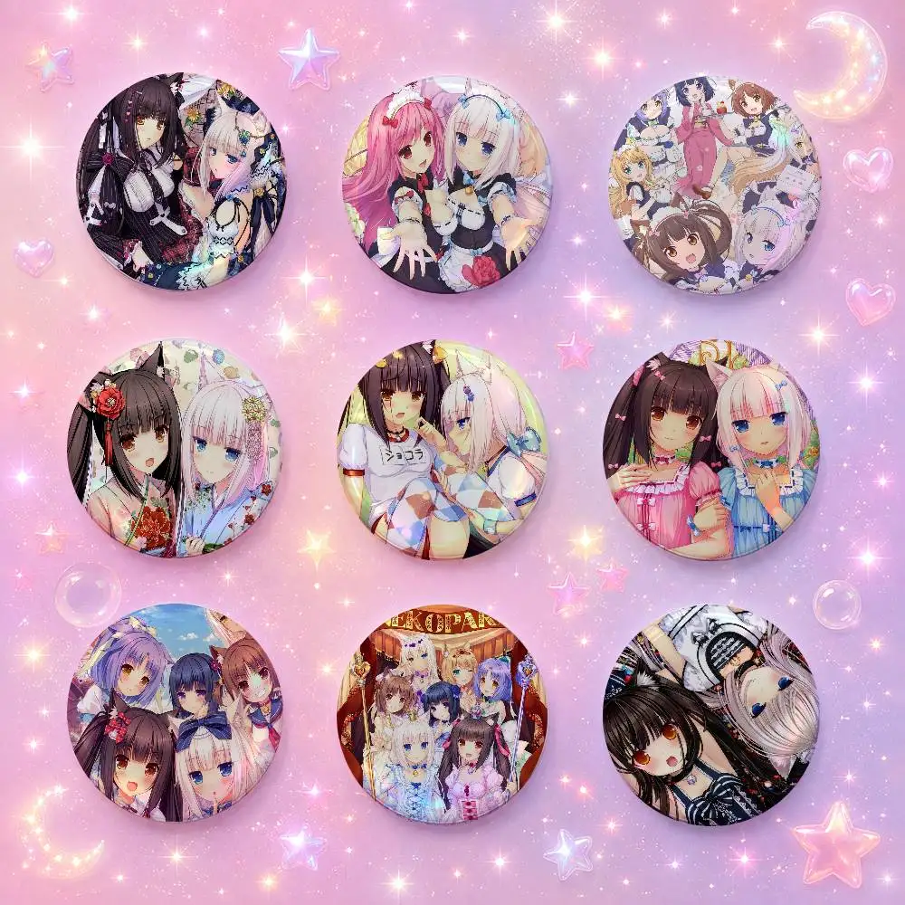 Neko-s- Pa-ra- Creative Round Button Pins Badge Set Cartoon Anime Movie Music Pattern Brooches For Bags Jackets