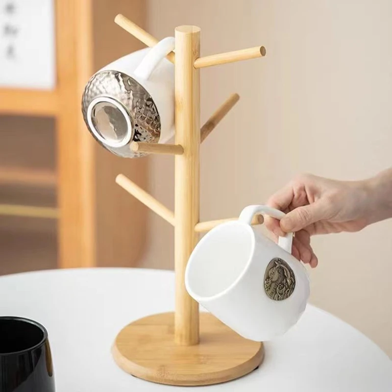 

A98G-Coffee Cup Holder A Thicker Base Suitable For Countertops Cup Holder With 6 Hooks