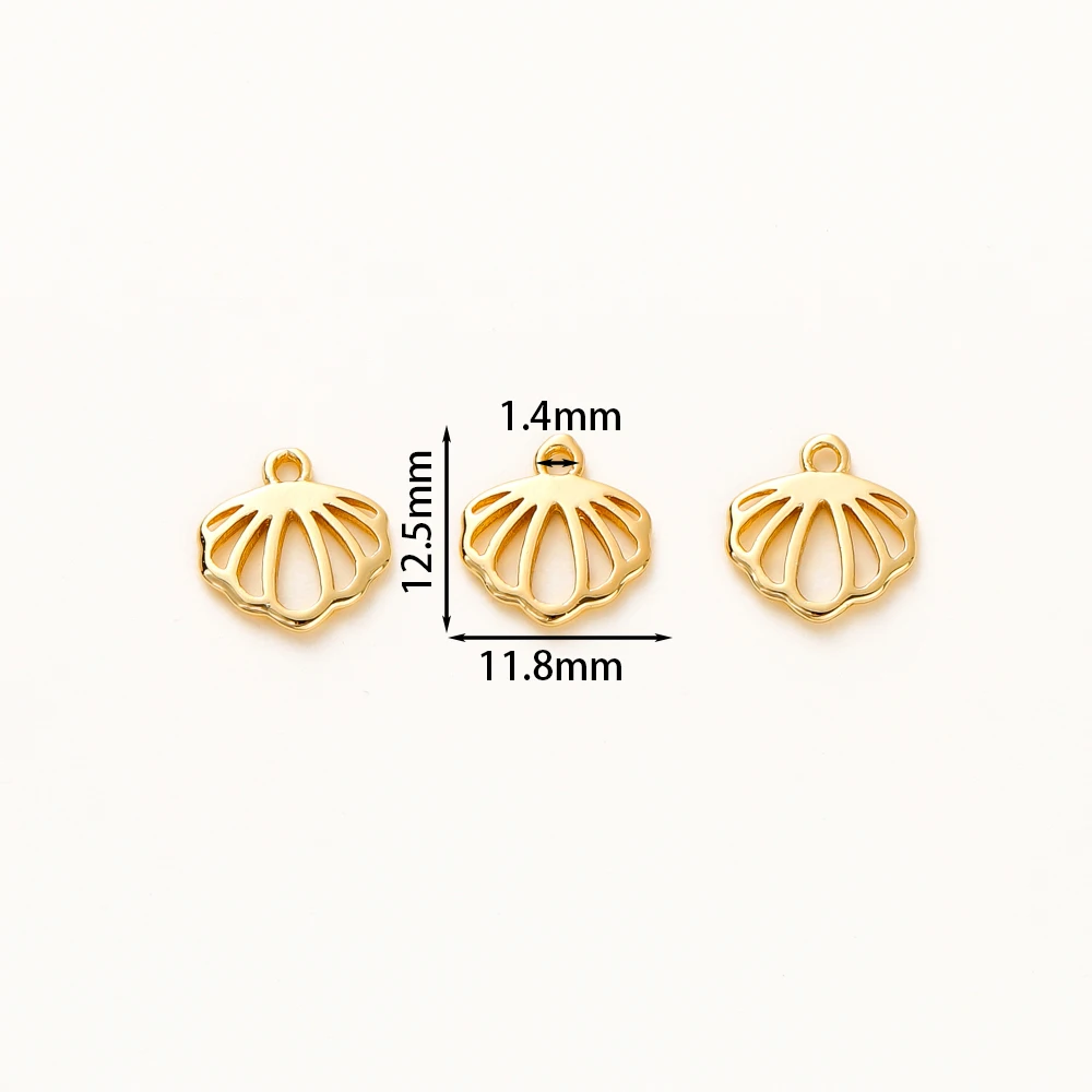 10pcs/lot 14K 18K Gold Plated Brass Sea Shell Pendant Necklace Bracelet DIY Charm Jewelry Accessories Supplies