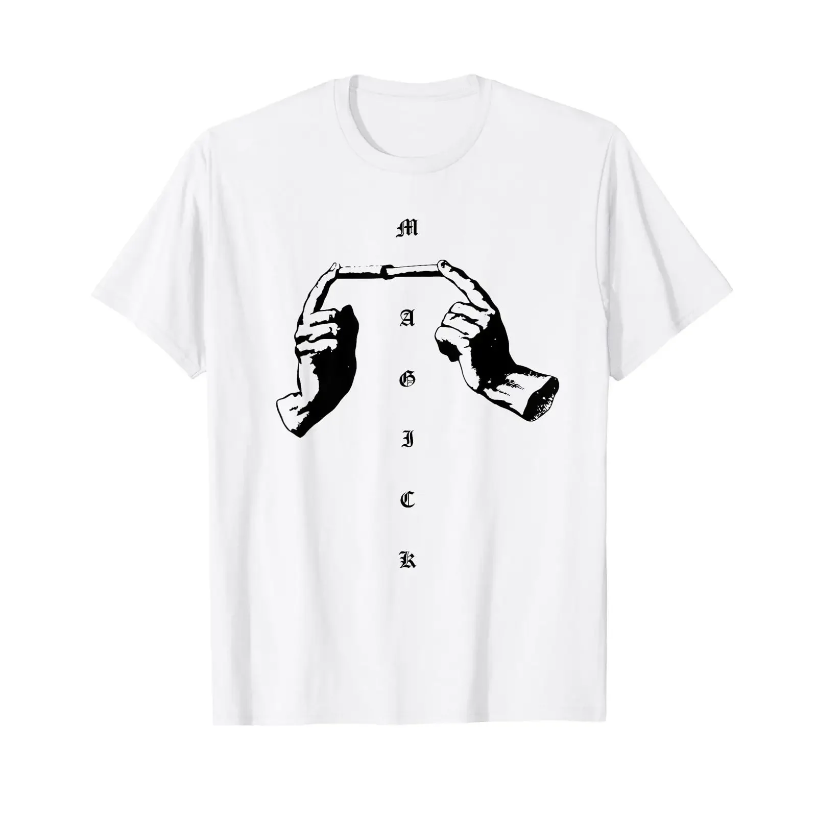 Magick wand in hand magic spell occult superstition T shirt vintage Washed Comfortable Soft fashion Slightly Unisex streetwear