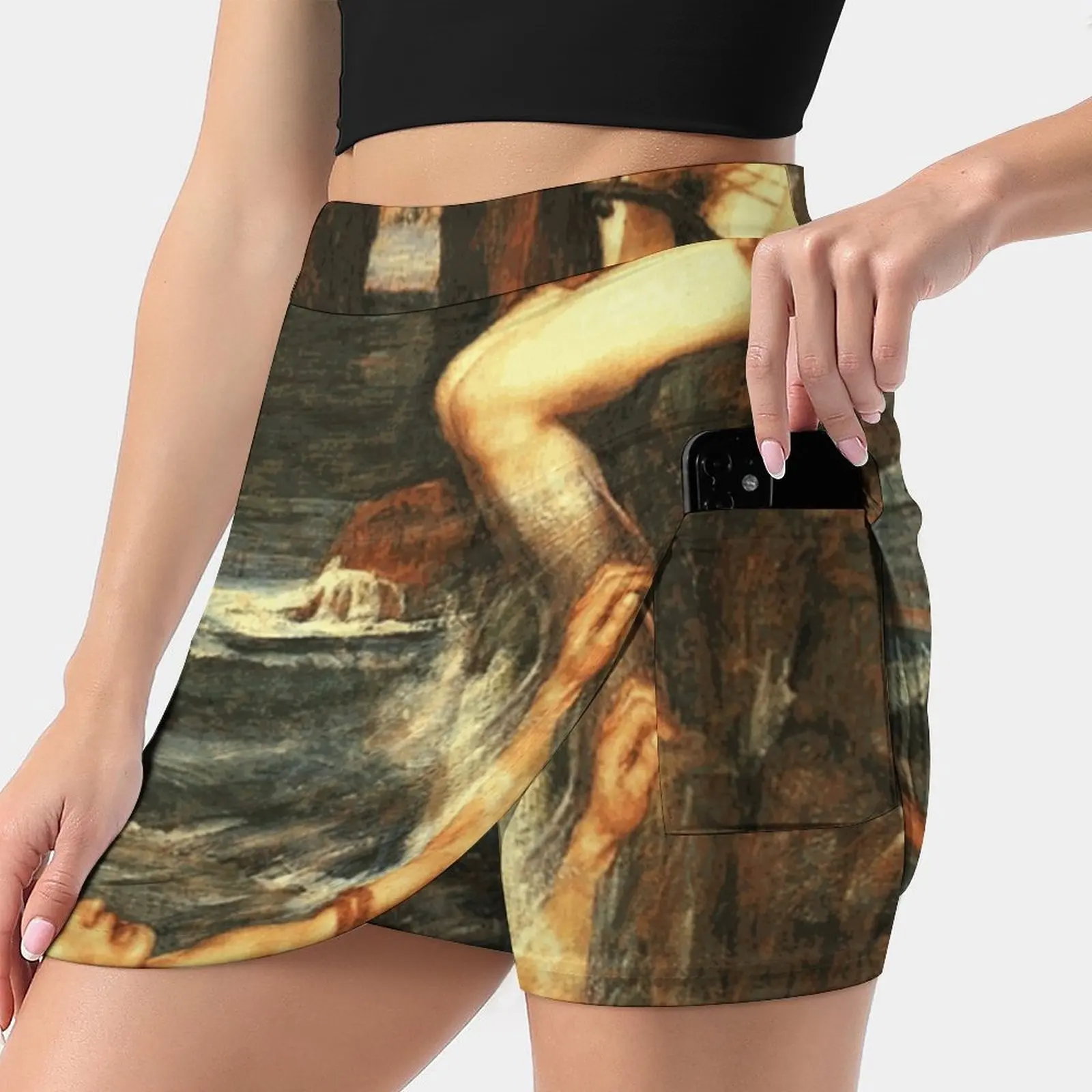 John William Waterhouse - The Siren Print Poster Women'S Summer Fake Two Piece Skirts Casual Sports Beach Skirt Girl Skorts