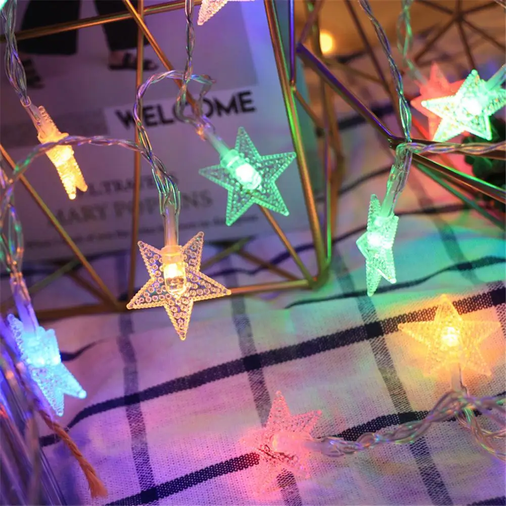 

1.5m Led Star-shaped Curtain String Lights Lighting Indoor Outdoor Handicraft Decoration Garland for Wedding Festive Parties