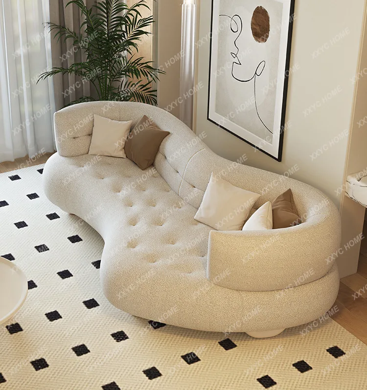 

Sofa Home Retro Fabric Peanut Sofa Living Room Small Apartment Special-shaped Internet Celebrity
