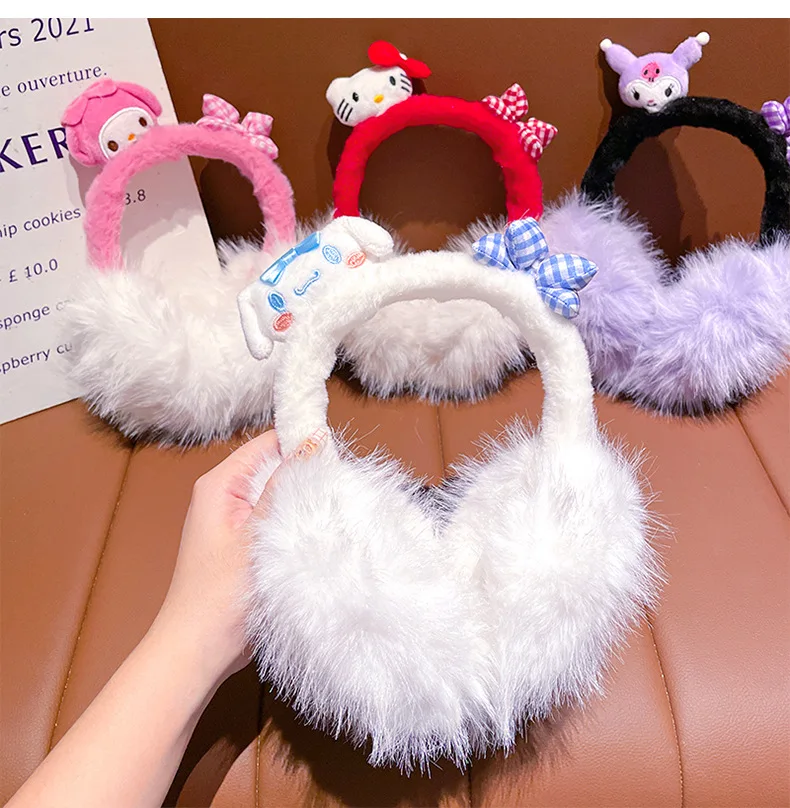 1 Uds. Para orejeras Kuromi, diseño creativo, cubiertas cálidas para las orejas para niñas, para actividades al aire libre en invierno, regalo de Navidad